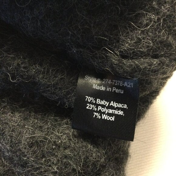 Jenni Kayne Baby Alpaca Wool Sweater LG Dark Gray Cropped Boxy Drop Shoulder - Picture 4 of 9